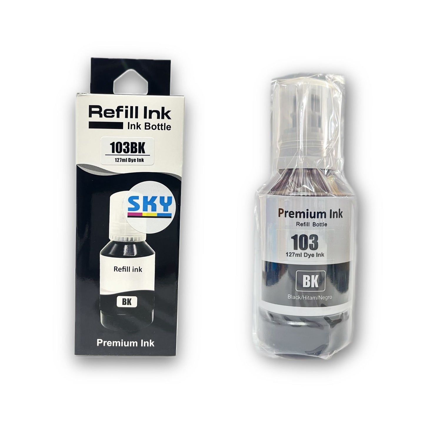 SKY 1-Pack 103 Black 127ml Compatible refill ink for EcoTank L1110 L3100 L3101 L3110 L3111 L3150 L3151 L3160 L5190