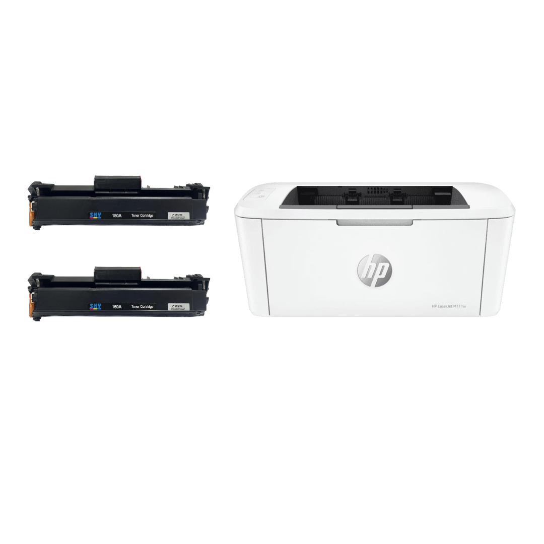 HP LaserJet M111w Black & White Printer, 20 ppm, USB / WiFi with 2 Extra SKY Toners