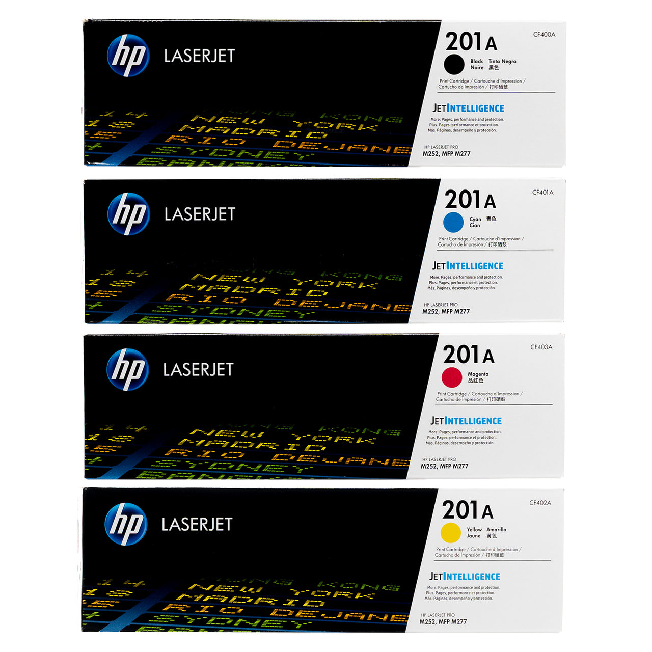 201A Toner Cartridges - 4 Color Set for HP Colour LaserJet Pro M252, M274 and M277