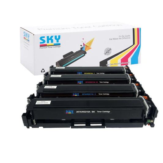 SKY 207A CMYK Toner Cartridges with Chip for  Colour LaserJet Pro  M255, MFP M282 and MFP M283