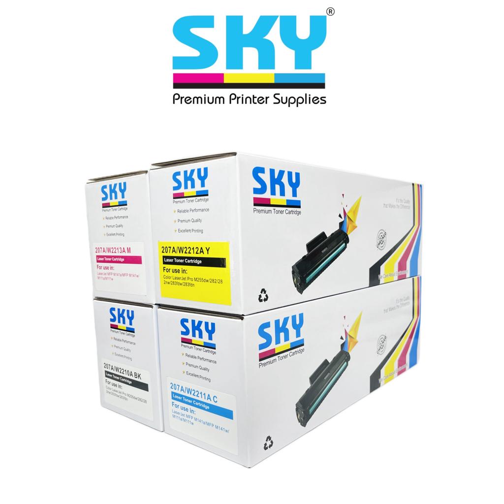 SKY 207A 4 Color set Toner Cartridges with Chip for  Colour LaserJet Pro  M255, MFP M282 and MFP M283