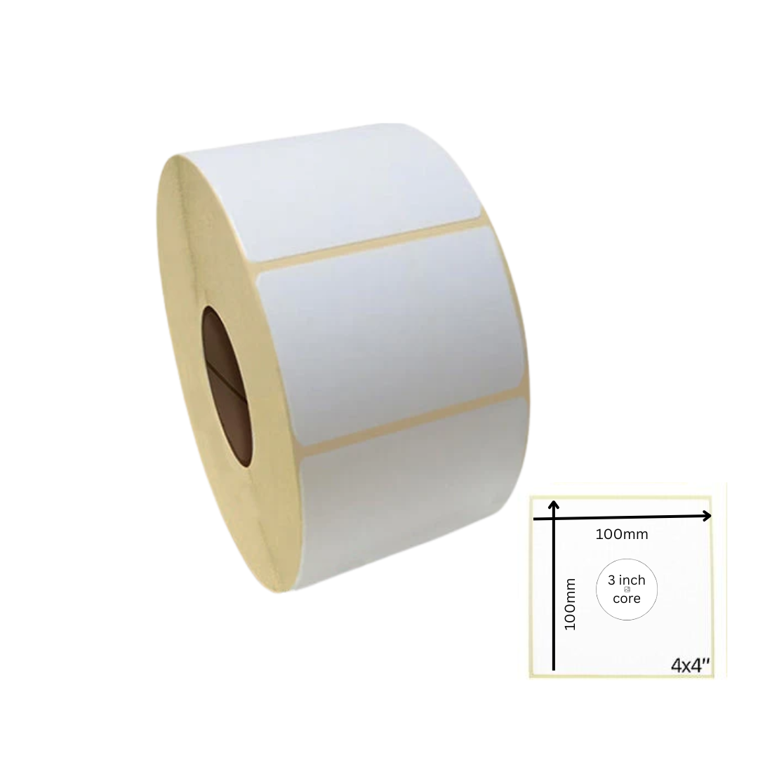 SKY 4"X4" (100mm x 100mm) TTR Labels with 3" Core to be used with Wax Ribbon 1000 Labels /Roll