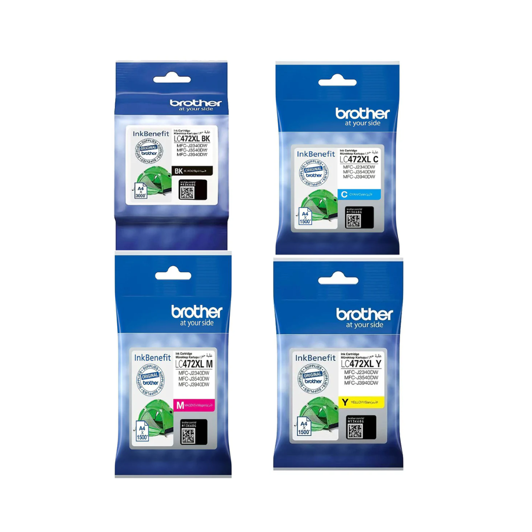 Brother LC472XL High Capacity 4-Color Ink Cartridge Set for Brother MFC-J2340DW Printer
