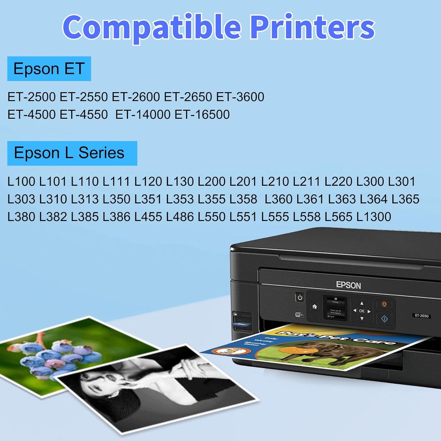 SKY 4-Color 664 compatible Ink Set for Epson for EcoTank Printer L210 L220 L300 L355 L365 L555 L1300 L3050 L3060