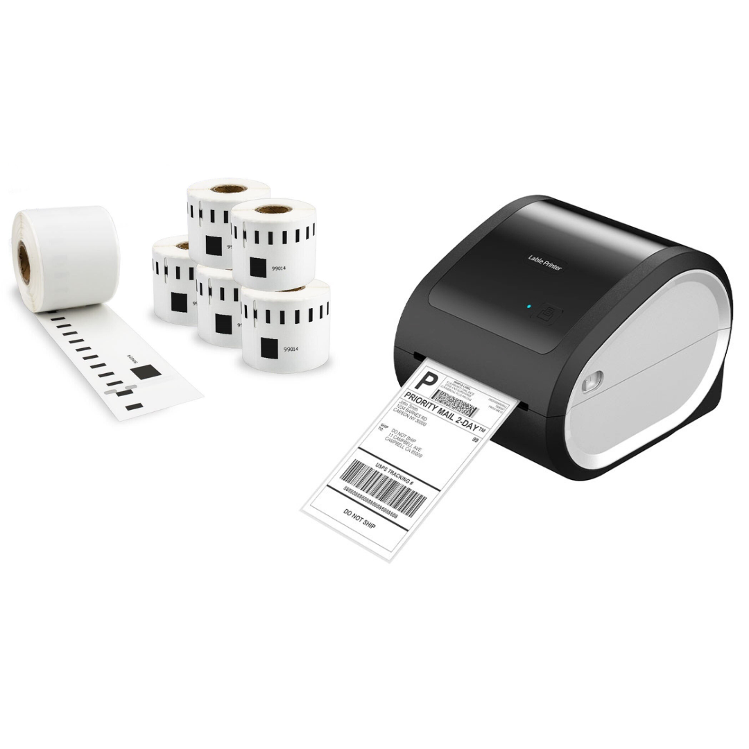 6XL Label Printer with 5 rolls of SKY 99014 Labels - 54mm x 101mm -220 labels per roll