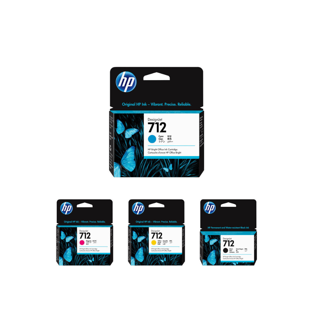 HP 712 4-Color ink set for HP DesignJet T210 T230 T250 T630 T650