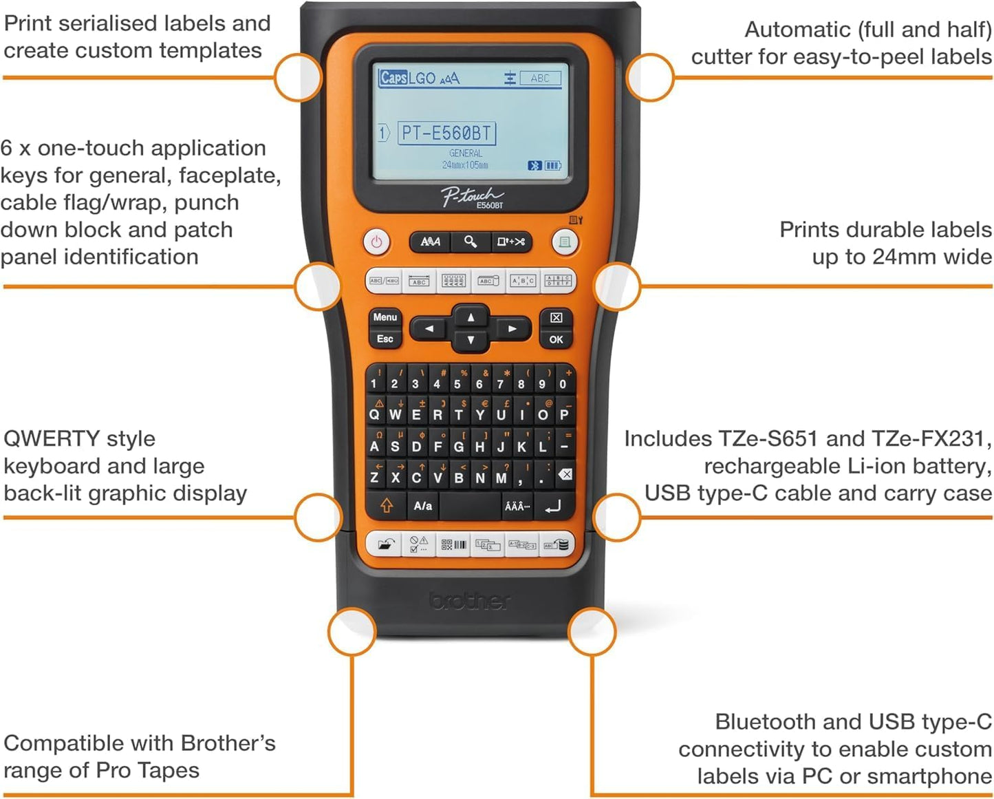 Brother P-Touch PT-E560BTVP Pro Label Printer