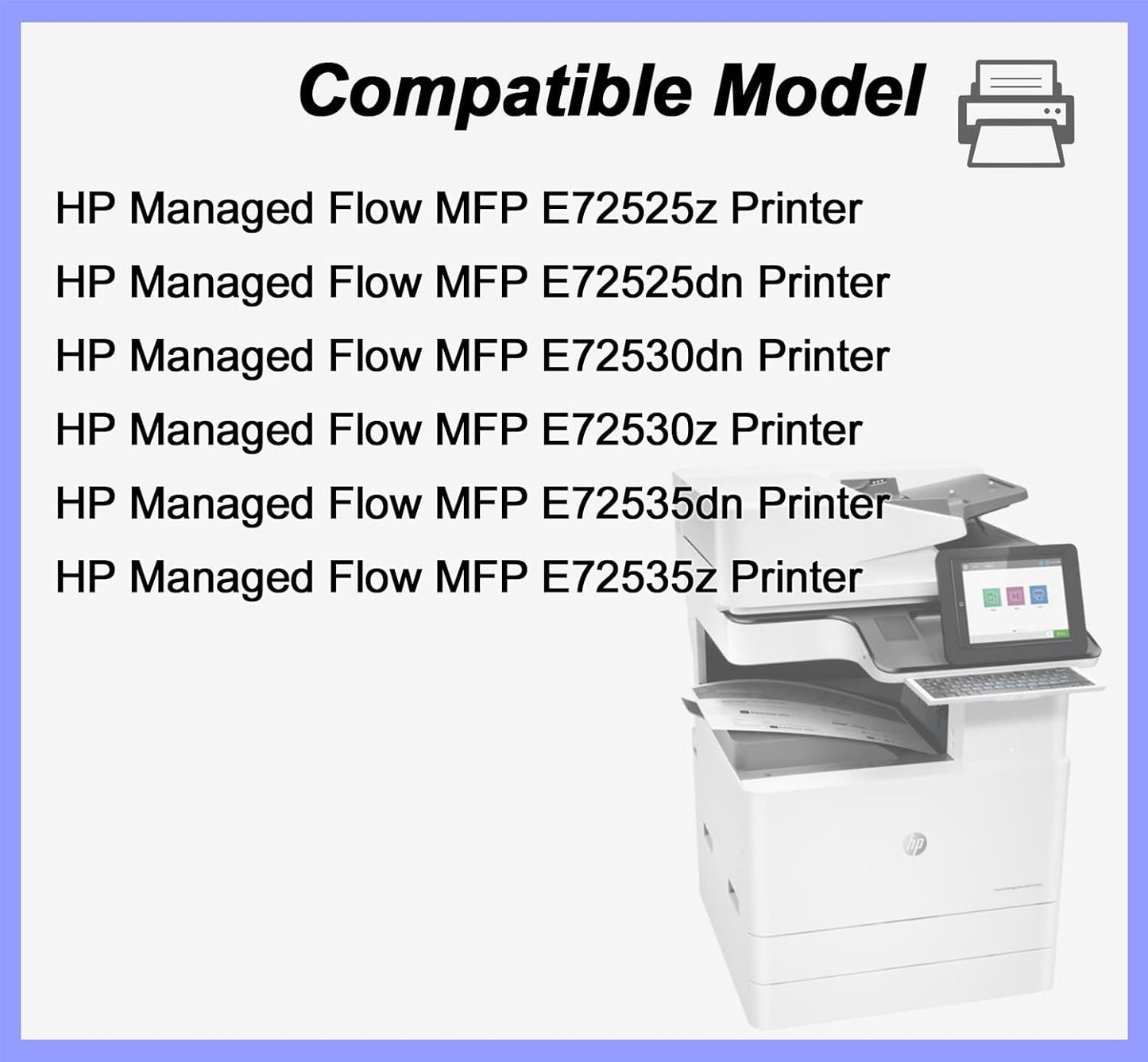W9005MC Black Compatible Toner Cartridge for HP MFP E72525z E72525dn E72535dn E72535z Printer