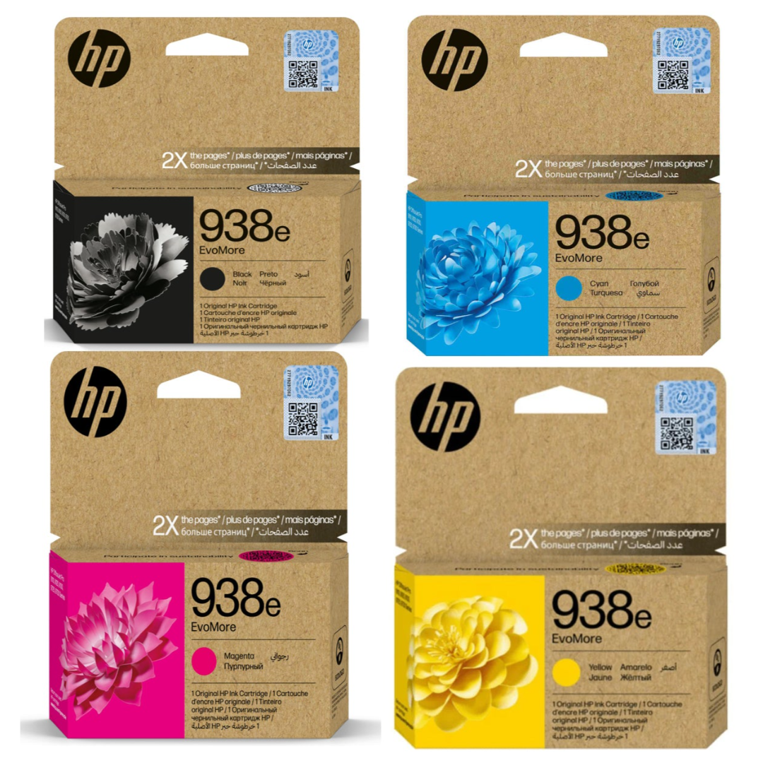 HP 938e EvoMore 4-Color set of High Capacity Ink Cartridges for HP Officejet Pro 9730 9110 9120 9130 9720 Series Printers