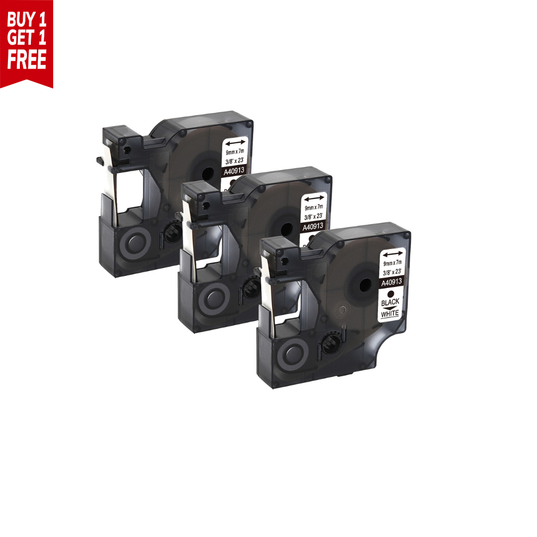 SKY 3-PCS Black on White 9mm x 7 meter Label Tape Cartridge for Dymo LM160 Label Printer