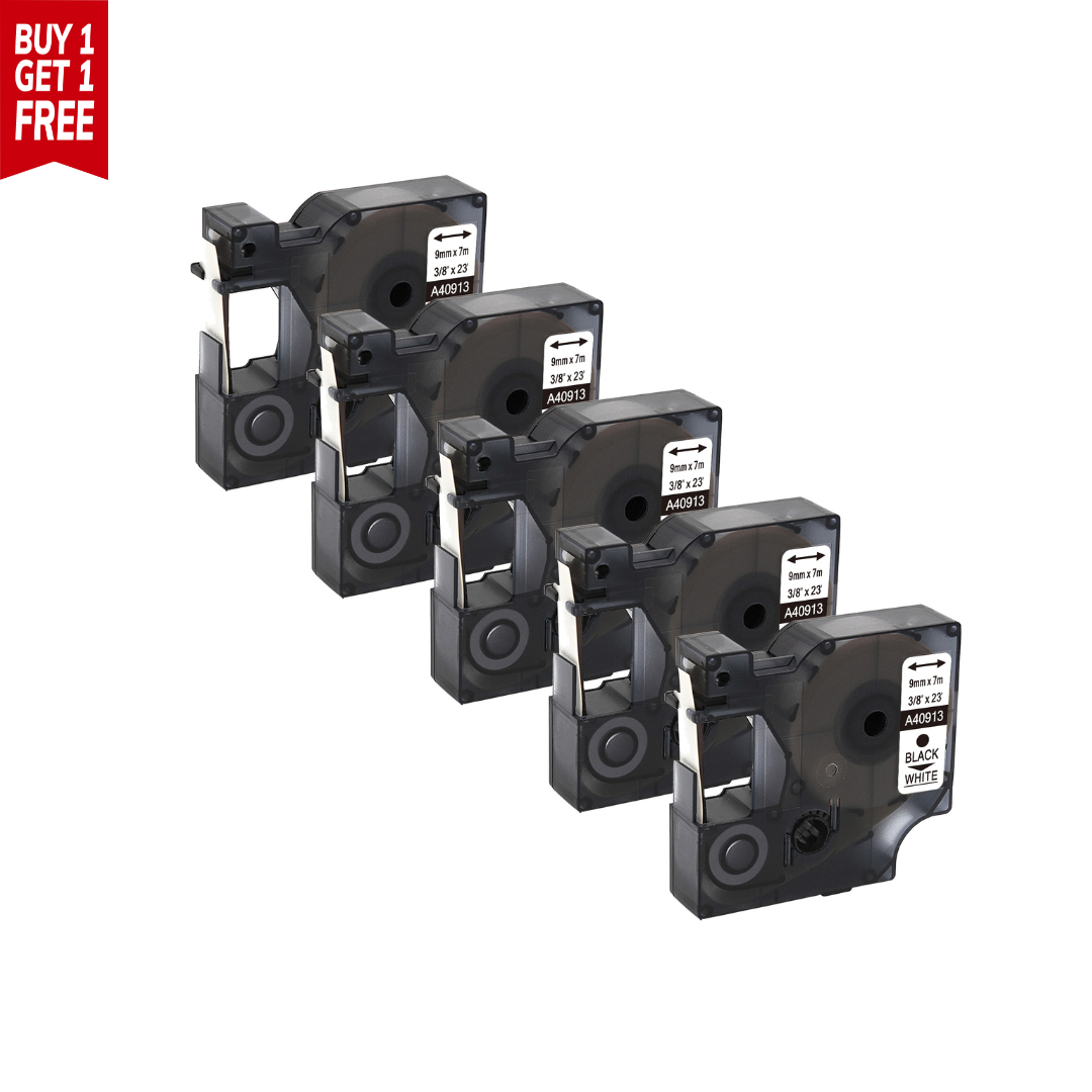 SKY 5-PCS Black on White 9mm x 7 meter Label Tape Cartridge for Dymo LM160 Label Printer