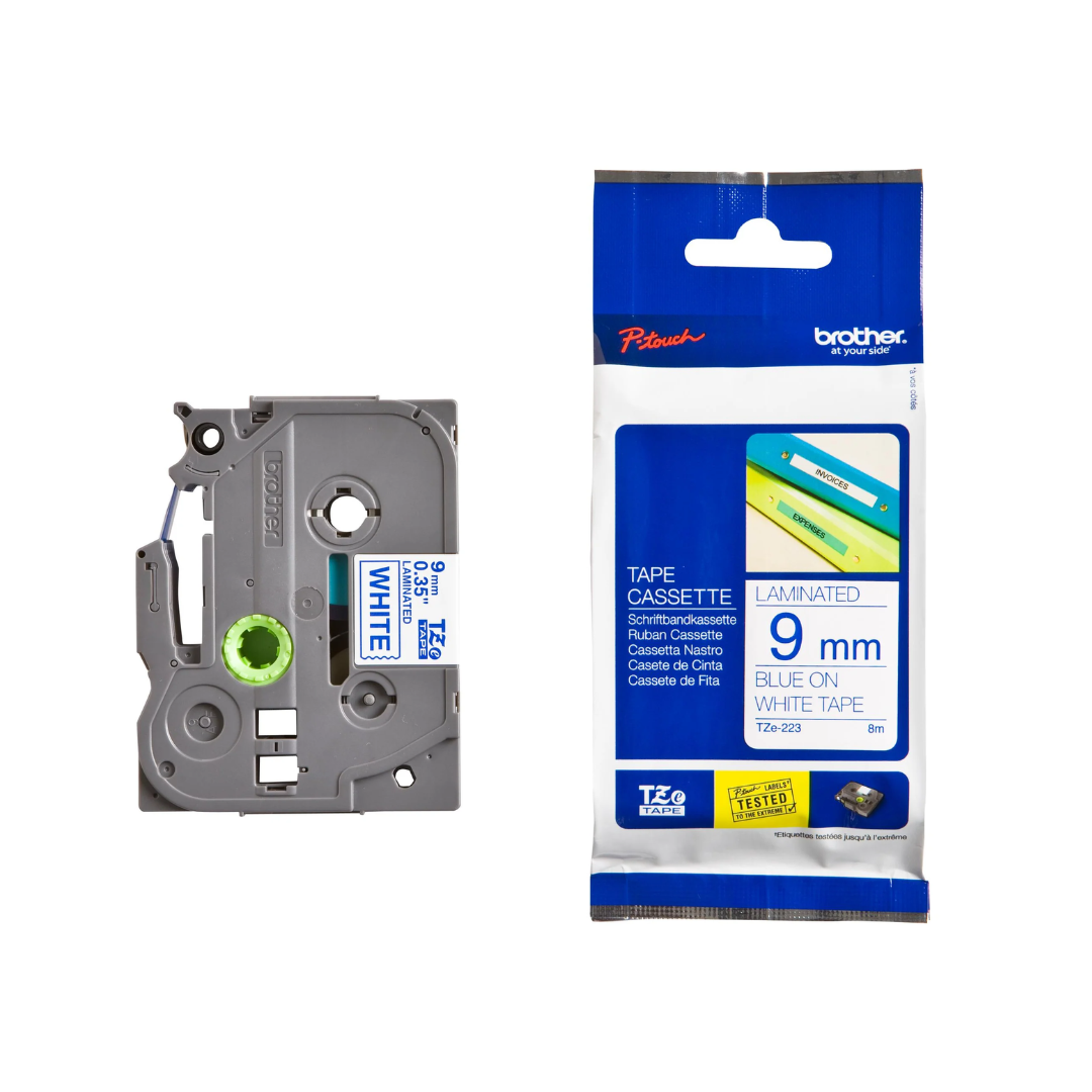 Brother TZe-223 9mm Blue on White TZe tape for P-touch Label Printers