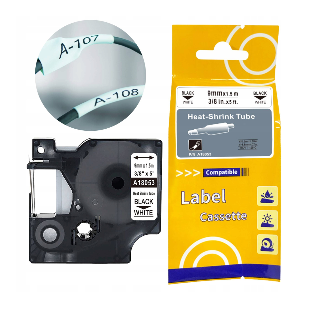SKY 9mm Black on White 18053 A18053 Rhino Heat Shrink Tube Label