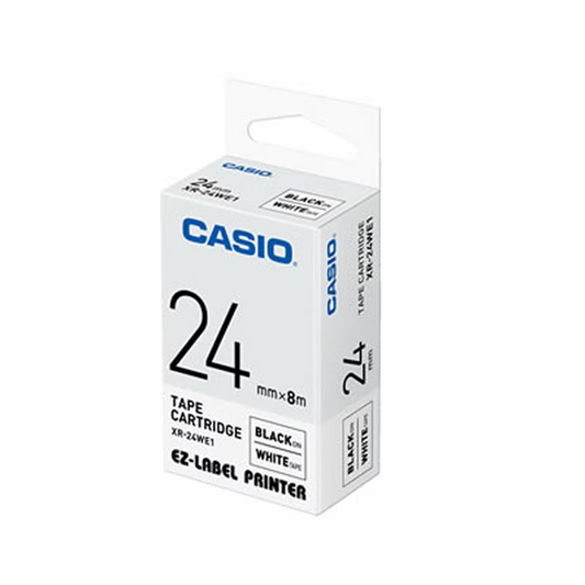 Casio 24mm Black on White Labeling Tape  XR-24WE1 for Casio KL-820 label printer