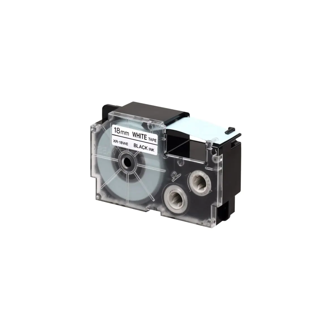 Casio 18mm Black on White Labeling Tape XR-18WE1 for Casio KL-820 label printer