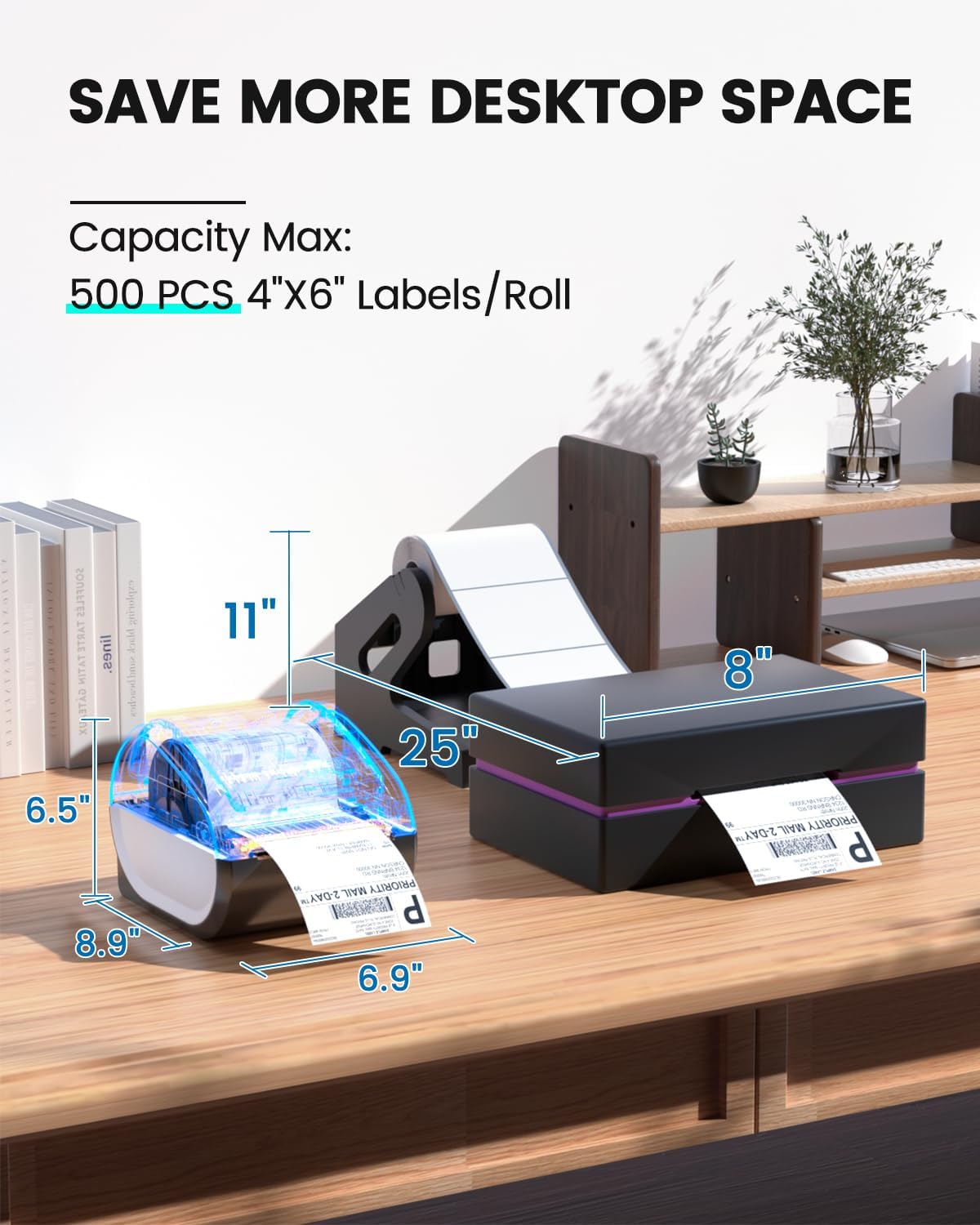 D520BT Bluetooth Thermal Label Printer, Shipping Label Printer Compatible with iPhone & Android & PC