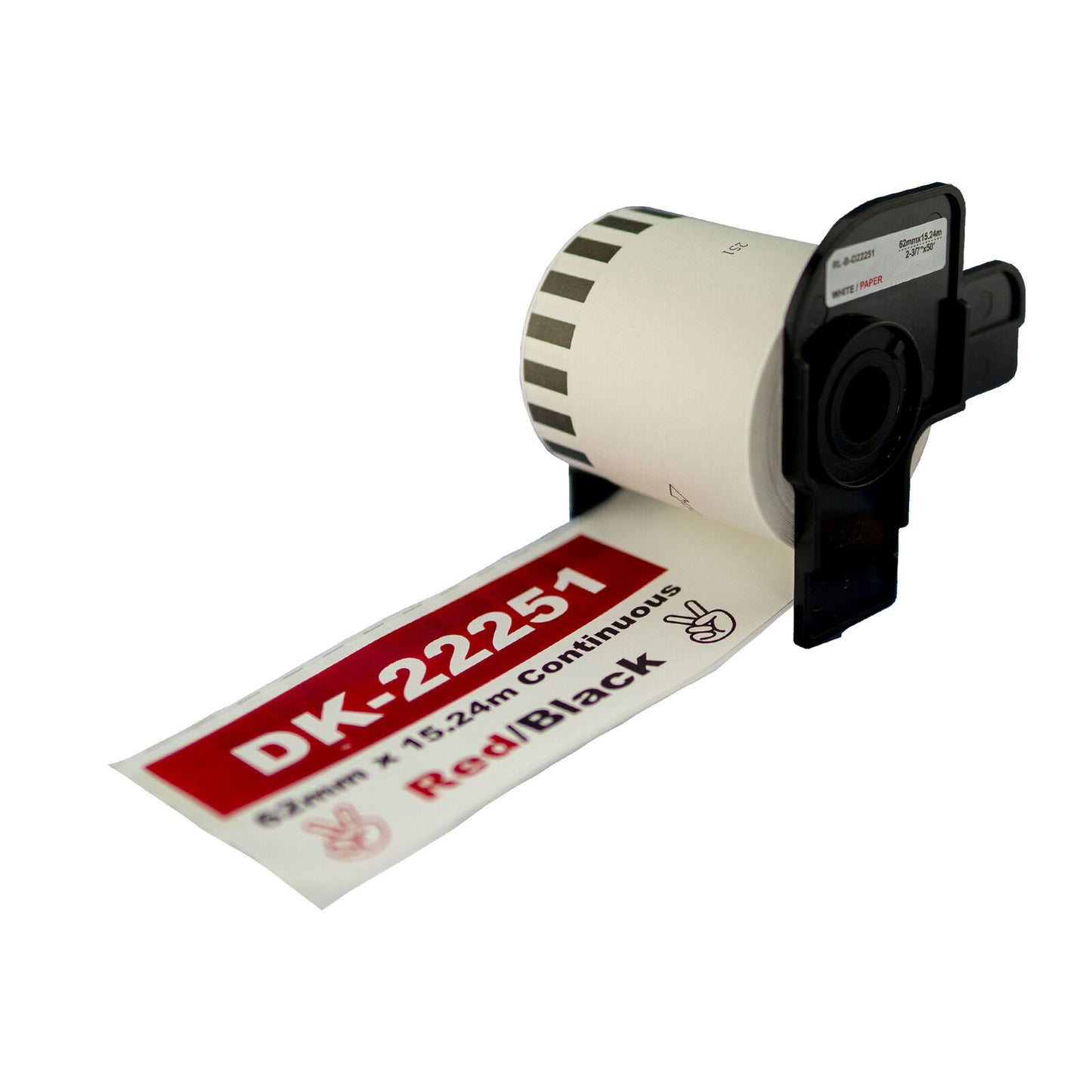 SKY DK-22251 Red & Black Continuous Label Paper Tape 62mm x 15.24m for Brother QL Series Label Printers