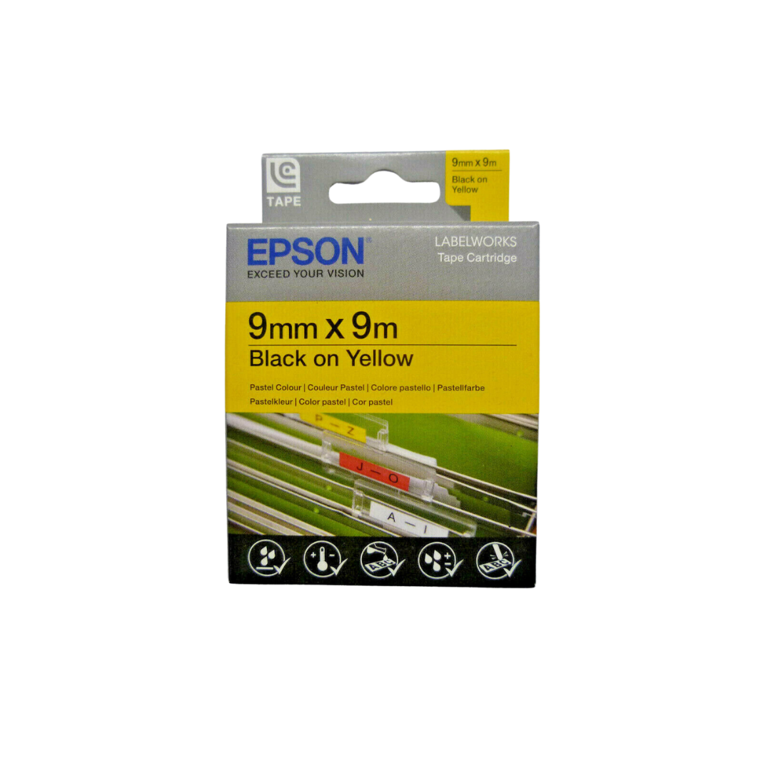 Epson 9mm x 9 meter Black on Yellow Label Cartridge LC-3YBP9