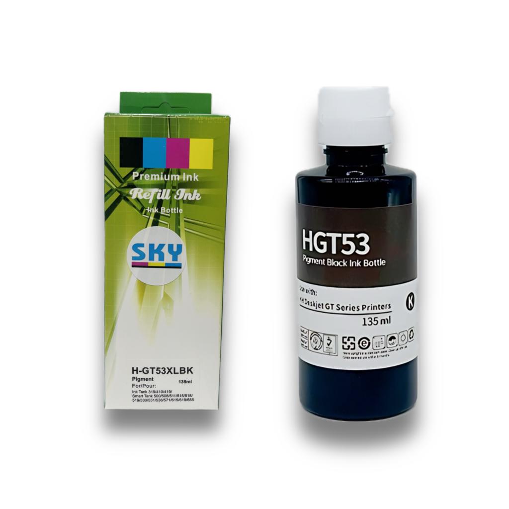 SKY 1-Pack Black GT53XL/GT53/GT51 135ml Compatible Refill Ink for HP DeskJet GT5810, 5820, and Smart Tank Printers