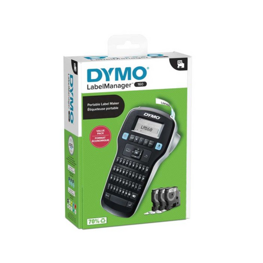 Dymo LM160 Valuepack with 3pcs 12mm Black on White Tapes
