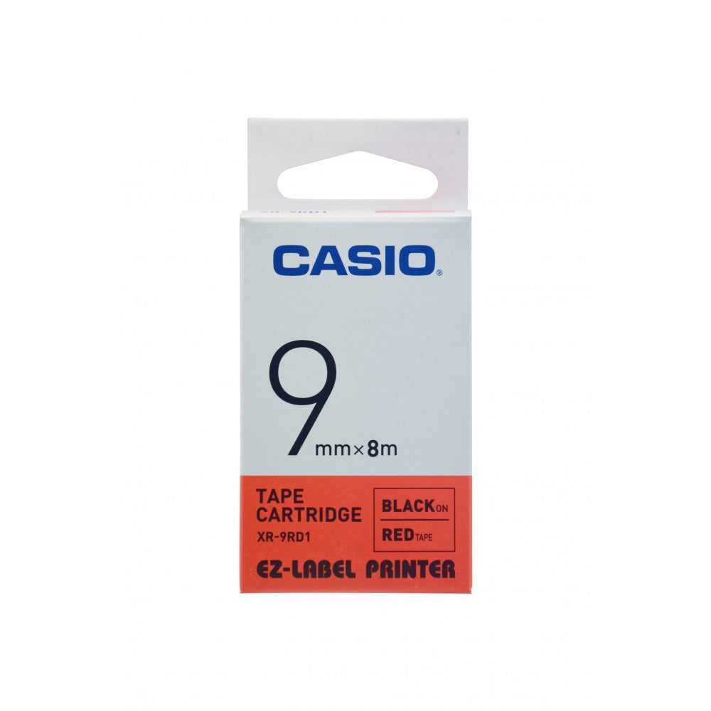 Casio 9mm Black on Red Labeling Tape XR-9RD1 for Casio KL-820 label printer