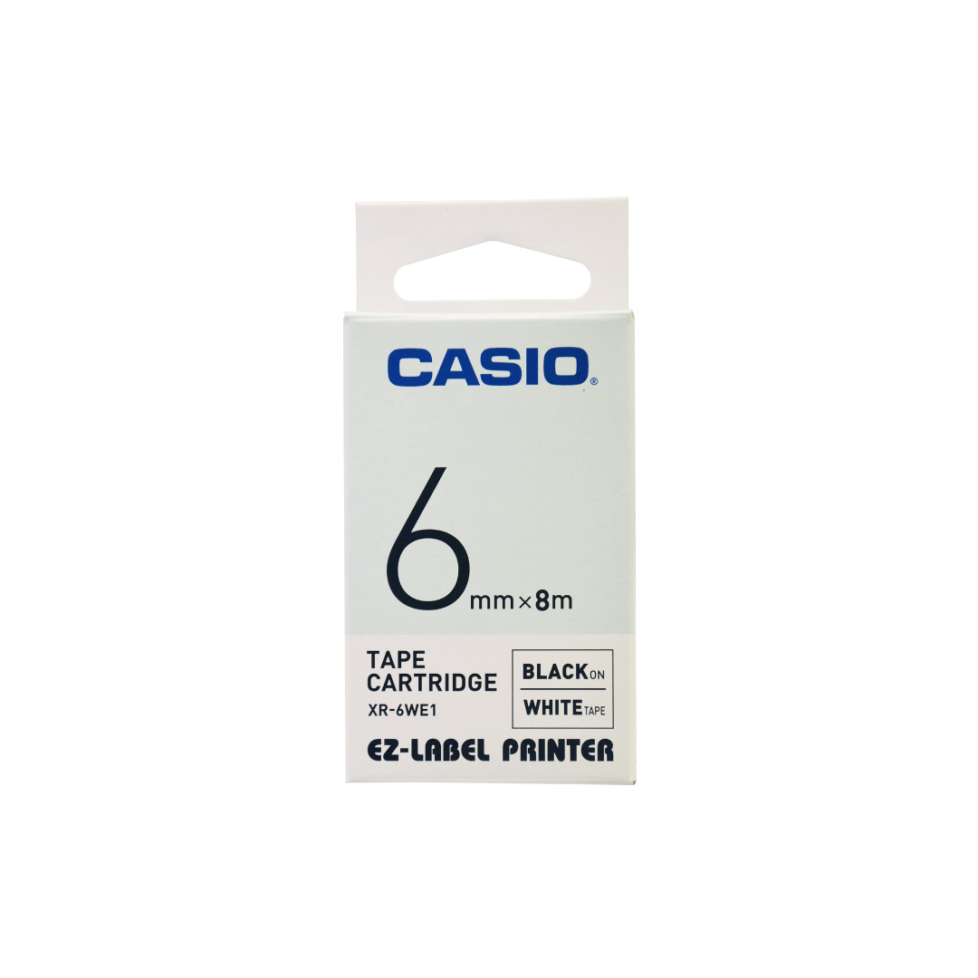 Casio 24mm Black on White Labeling Tape XR-24WE1 for Casio KL-820 label printer