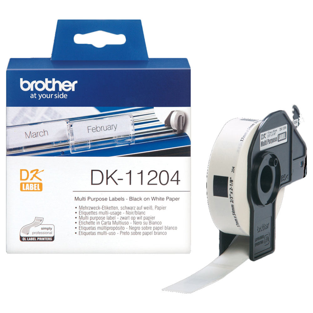 Brother DK-11204 17mm x 54mm 400 Labels per Roll Labels for Brother QL Series Label Printers