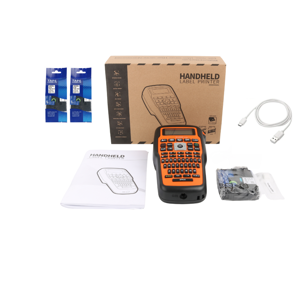 SKY E1000 Portable Label Maker with 2pcs 12 mm black on White Tapes