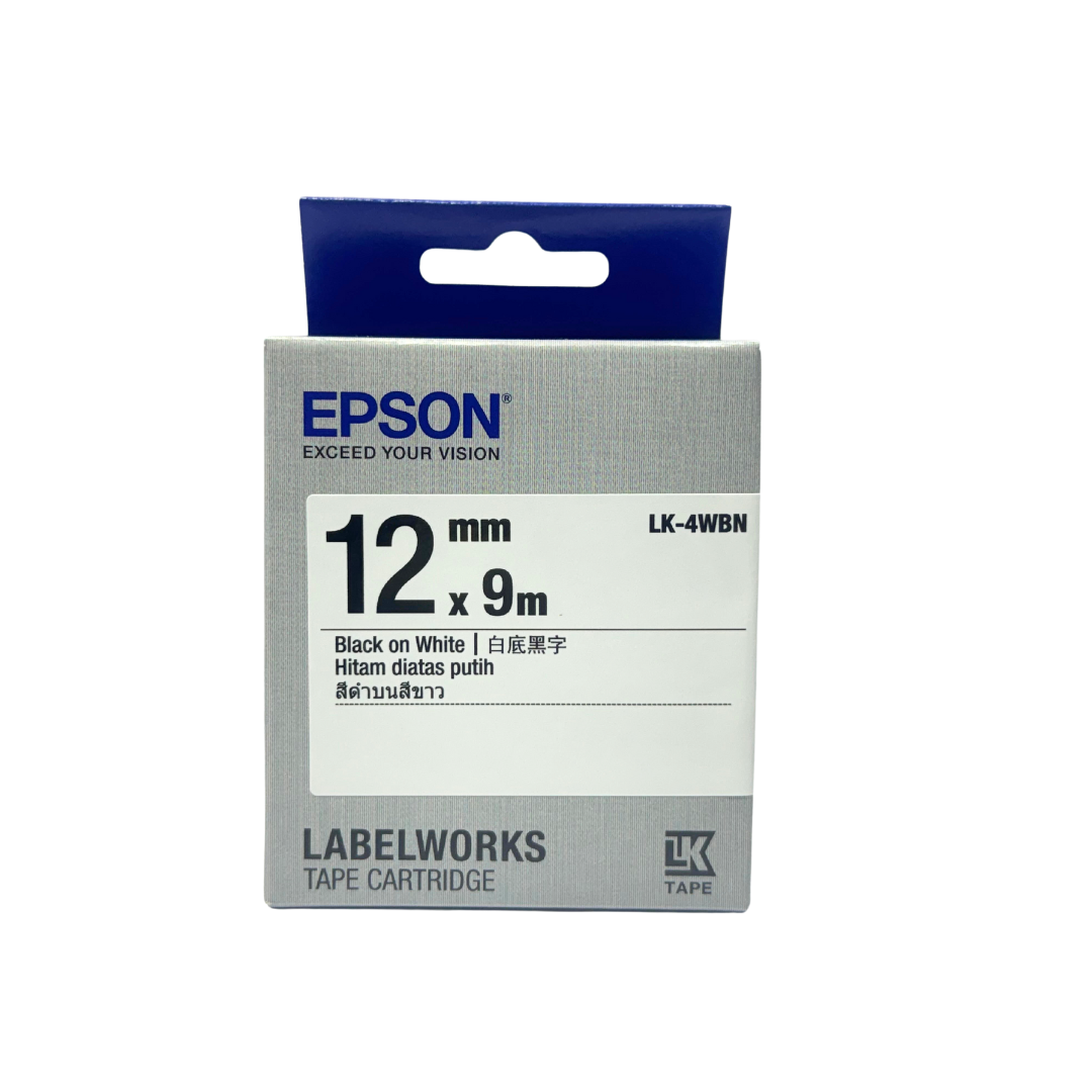 Epson Label Cartridge LK-4WBN Black on White 12mm x 9 meter