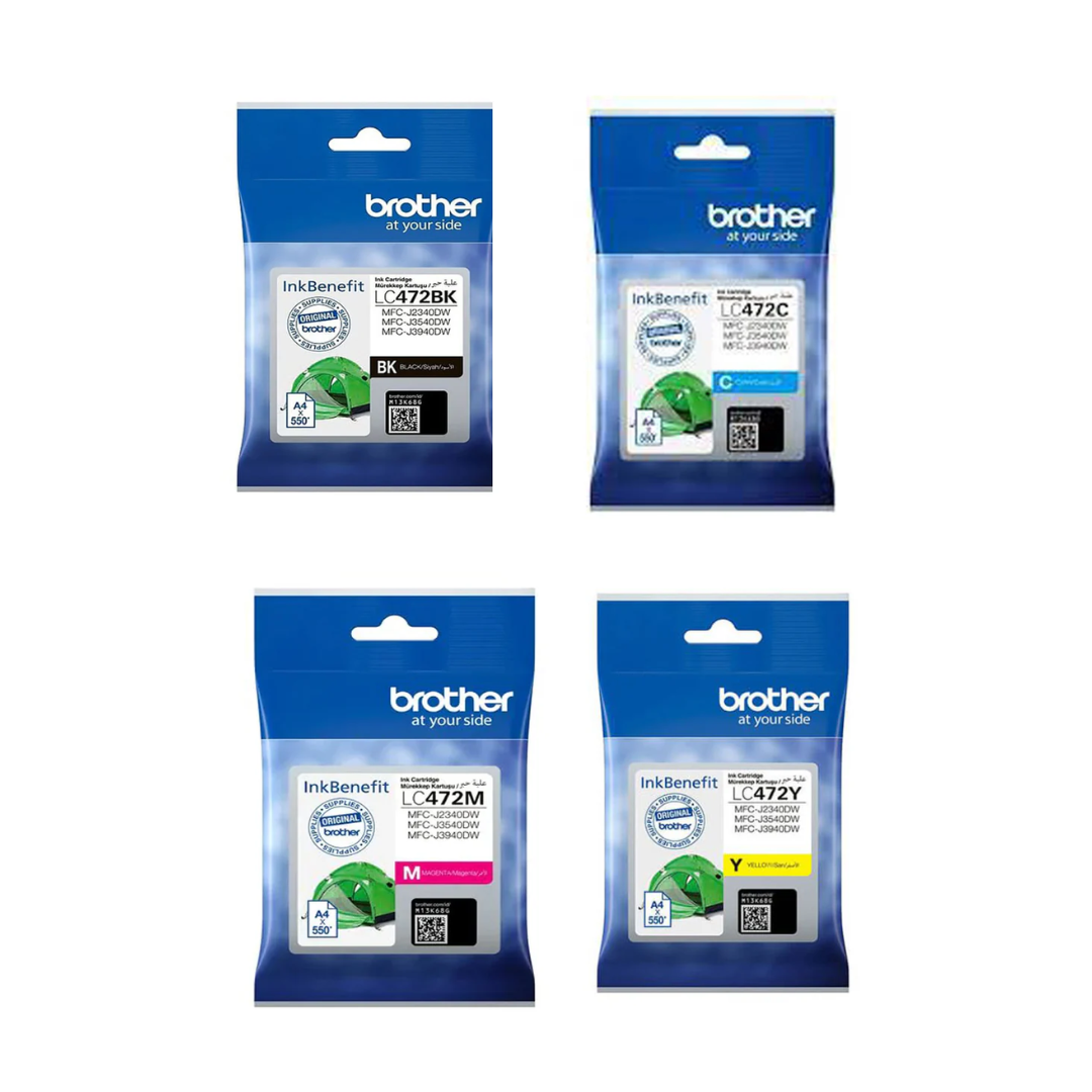 Brother LC472 4-Color Ink Cartridge Set for Brother MFC-J2340DW Printer