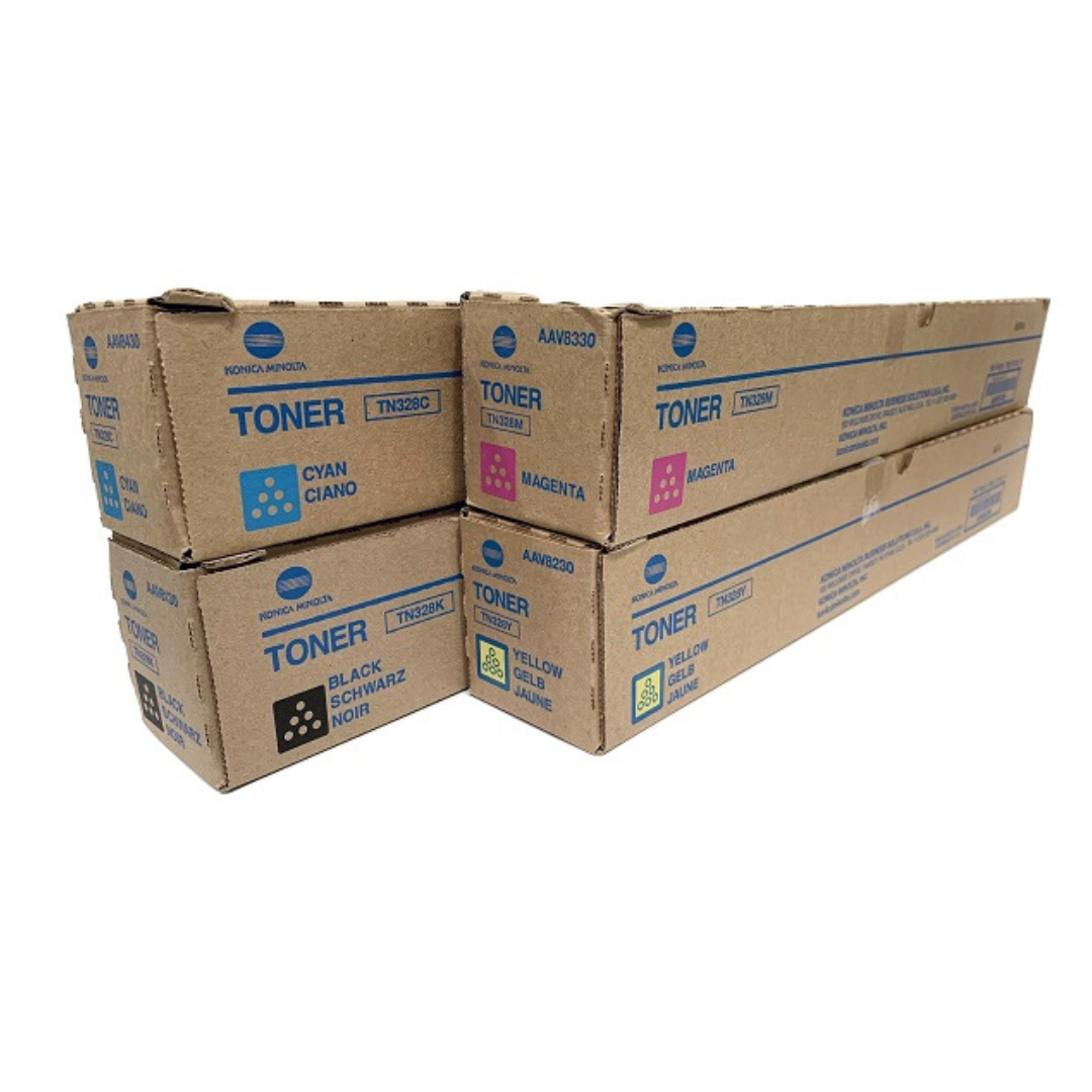 Konika Minolta TN-328 4-Color Toner Cartridge Set for Bizhub C300i Bizhub C360i