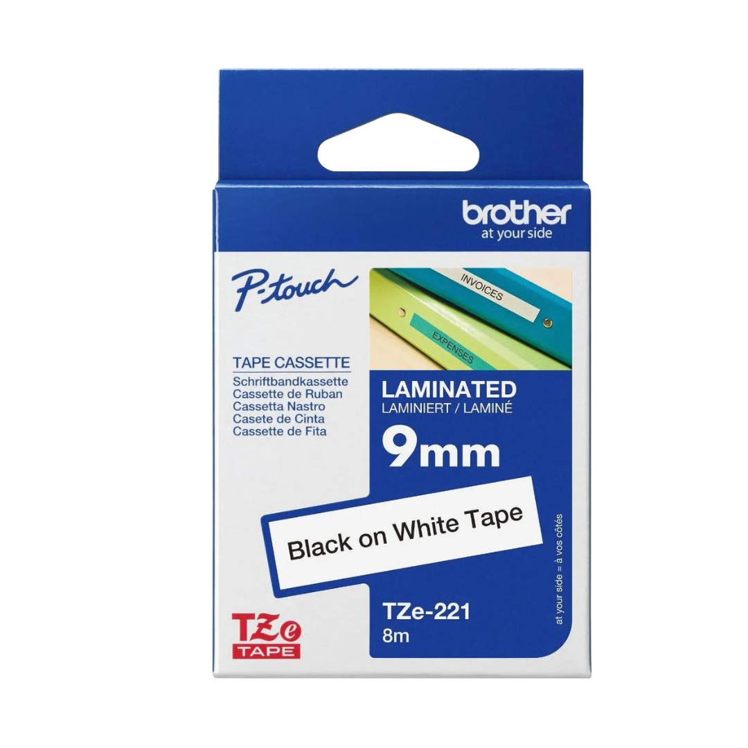 Brother TZe-221 9mm Black on white TZe tape for P-touch Label Printers