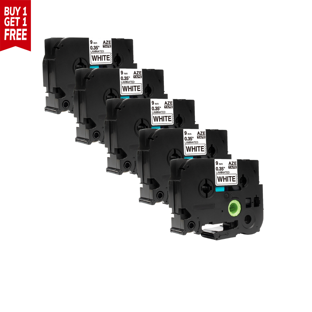SKY 5-PCS Black on White Compatible TZe-221 9mm 0.35 Inch Laminated TZ Tape for Brother P Touch H110 D400 D210 Label Printers