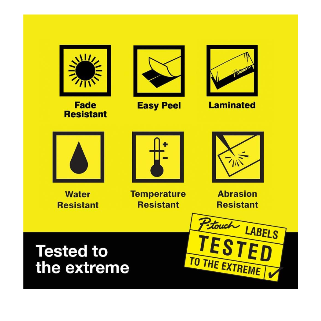 Brother TZe-S651 24mm Black on Yellow Strong TZe tape for P-touch Label Printers