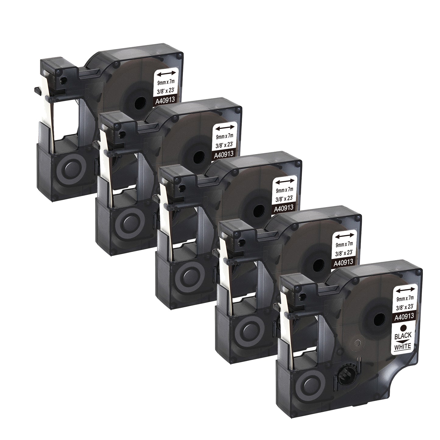 SKY 5-PCS Black on White 9mm x 7 meter Label Tape Cartridge for Dymo LM160 Label Printer
