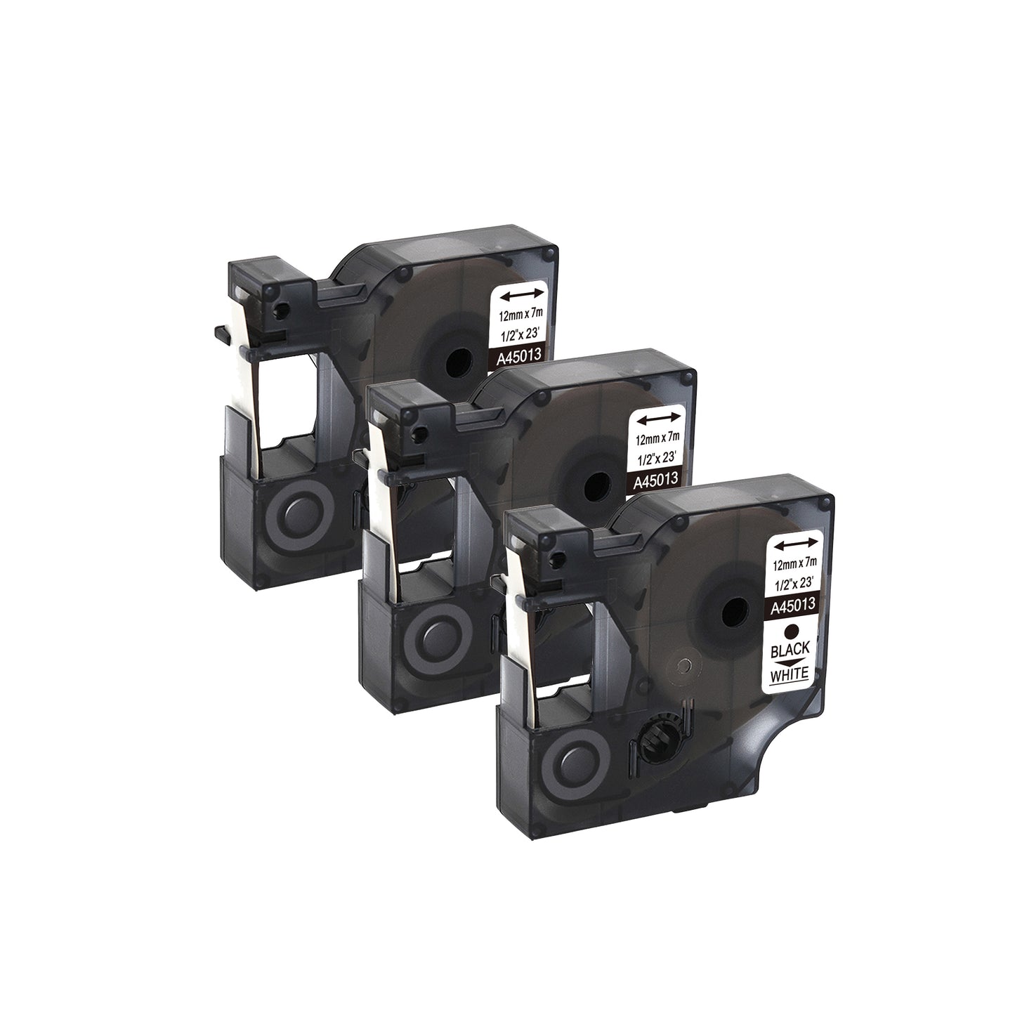 SKY 3-PCS Black on White 12mm x 7 meter Label Tape Cartridge for Dymo LM160 Label Printer