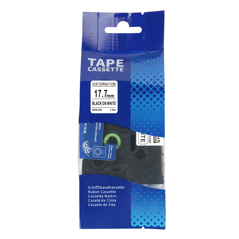 SKY Black on White 17.7mm Heat-Shrink Tube Label Tape