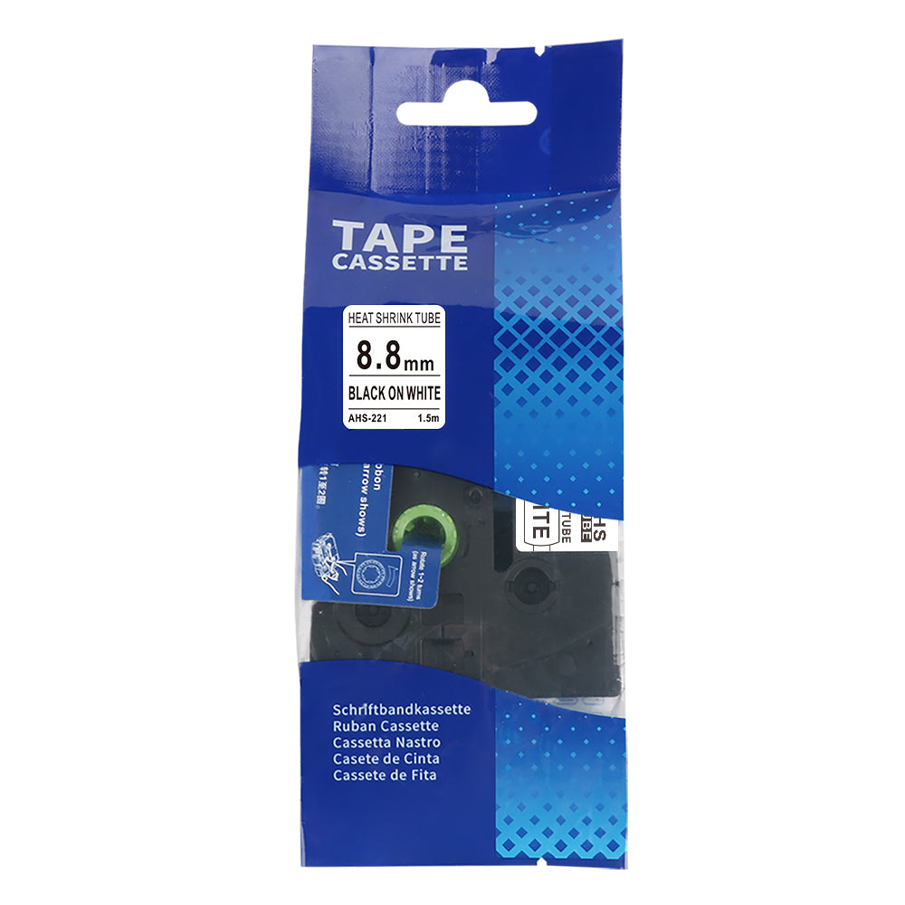 SKY Black on White 8.8mm Heat-Shrink Tube Label Tape