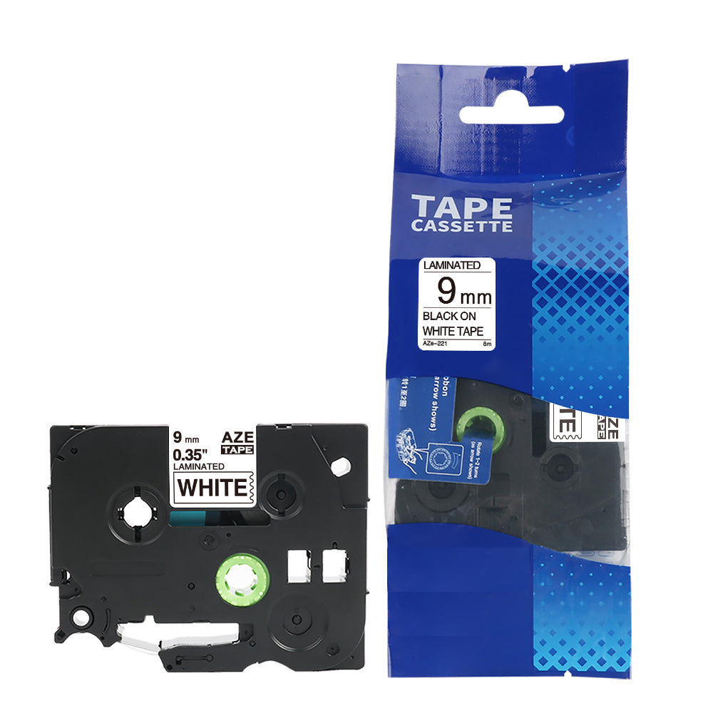 SKY 3-PCS Black on White Compatible TZe-221 9mm 0.35 Inch Laminated TZ Tape for Brother P Touch H110 D400 D210 Label Printers