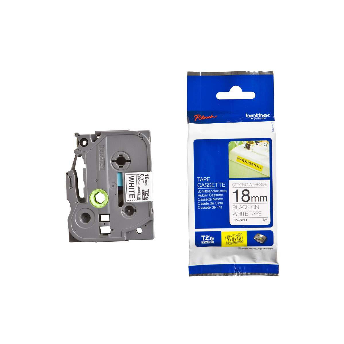 Brother TZe-S241 18mm Black on white Strong TZe tape for P-touch Label Printers