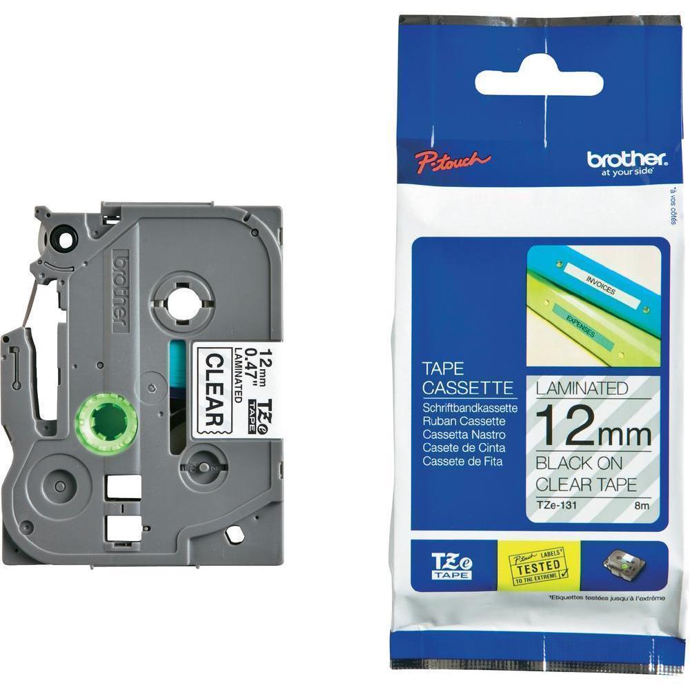 Brother TZe-131 12mm Black on Clear TZe tape for P-touch Label Printers