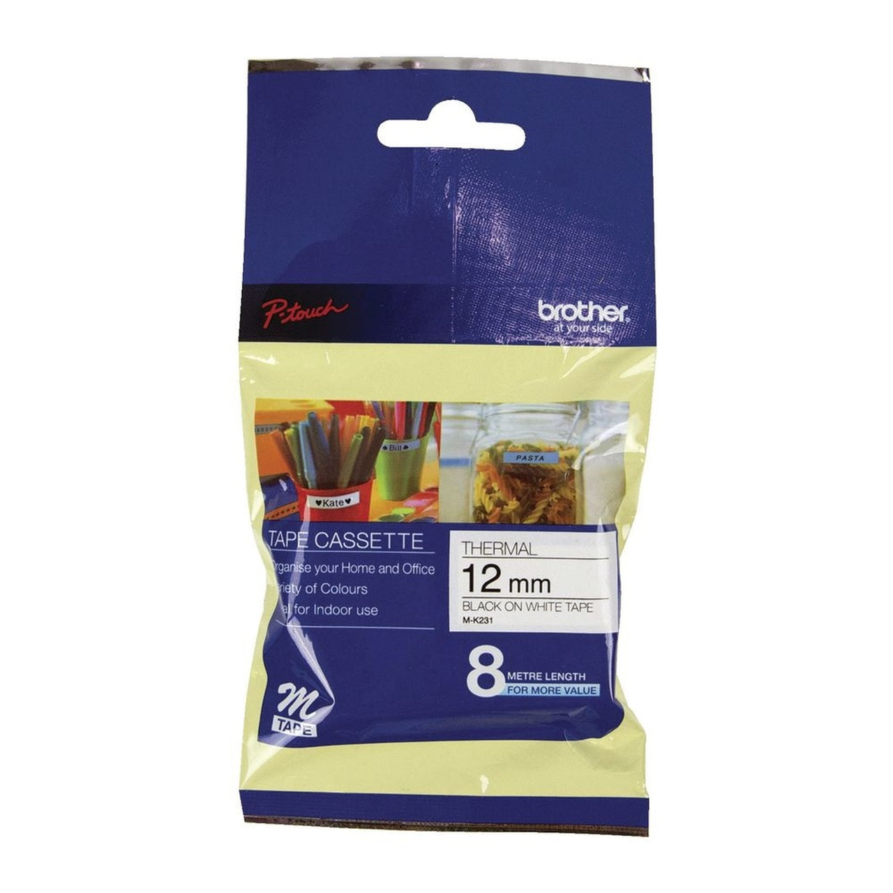 Brother M-K231 12mm x 8 meter Thermal M Tape Cartridge for Brother P-Touch Label Printers