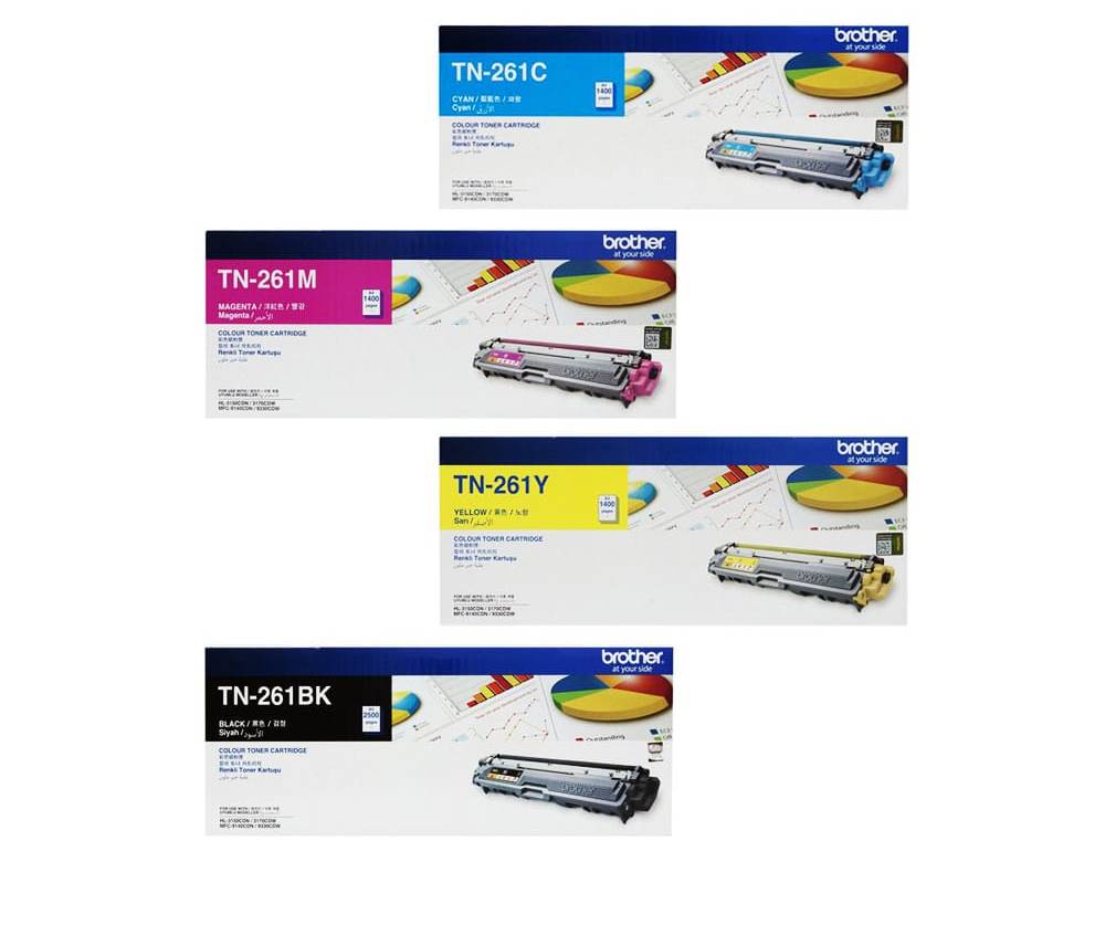 Brother TN-261 4 color set Toner Cartridge for HL-3150 HL-3170CDW MFC-9330CDW Printers