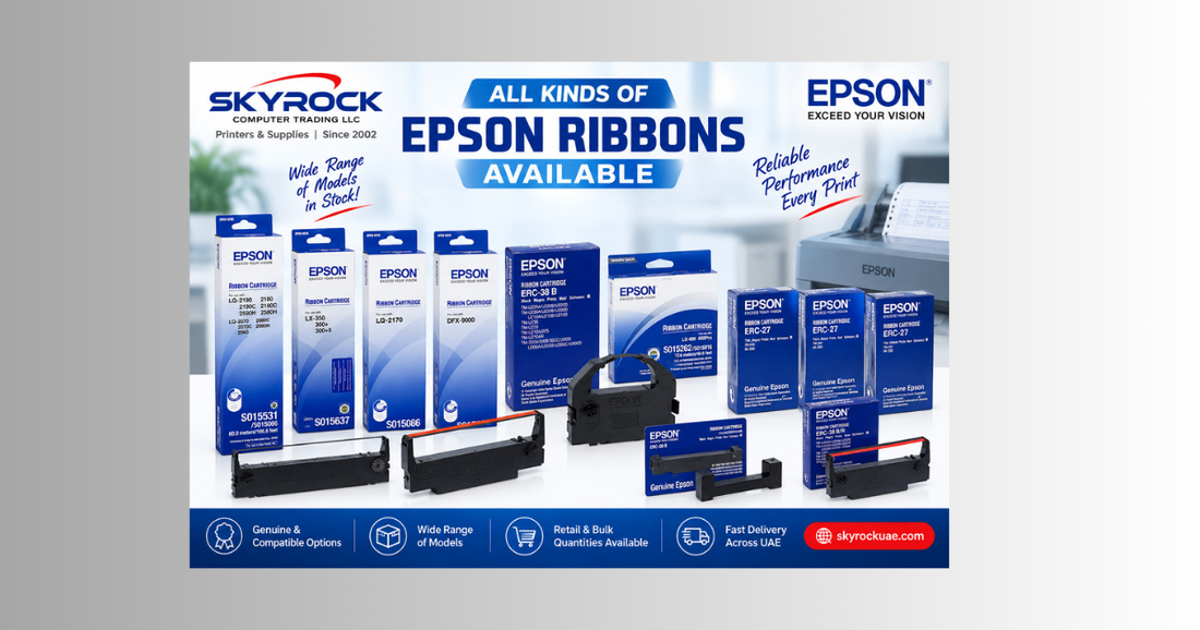 Original Epson ribbon cartridges for dot matrix and POS printers available in bulk in Dubai, UAE