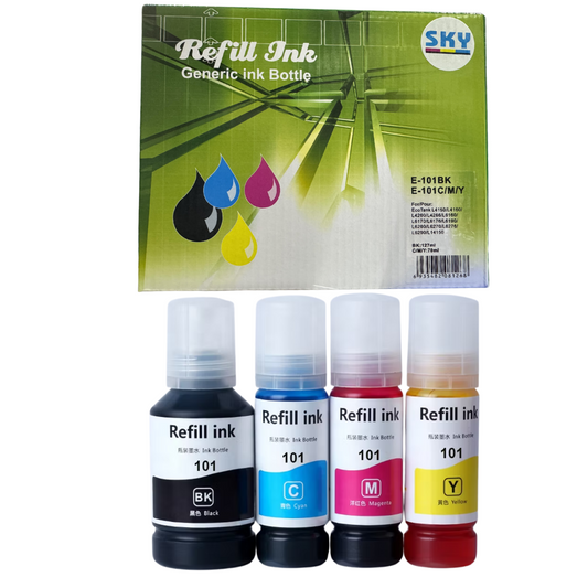SKY 4-Color set 101 Compatible refill ink for Epson L4150 L4160 L6160 L6170 L6176 L6190 L14150 Printers
