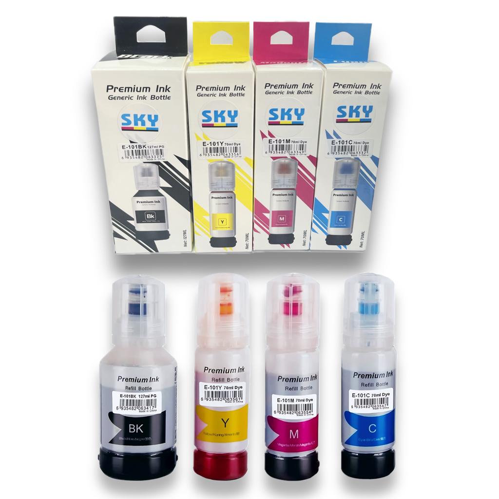 SKY Compatible 4 Color Refill Ink  set 101 for  Epson EcoTank  L4150 L4160 L6160 L6170 L6190
