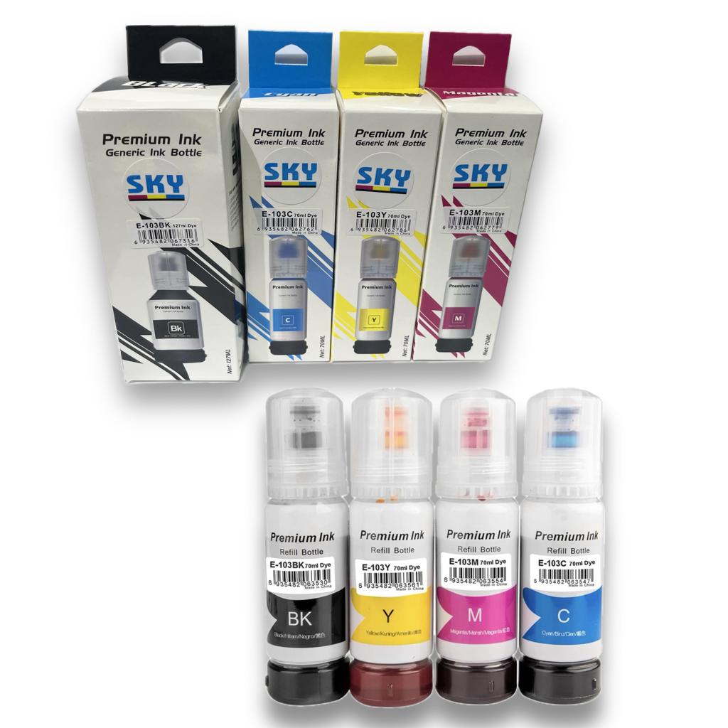 4-Color 103 Compatible refill ink suitable for EcoTank L1110 L3100 L3101 L3110 L3111 L3150 L3151 L3160 L5190