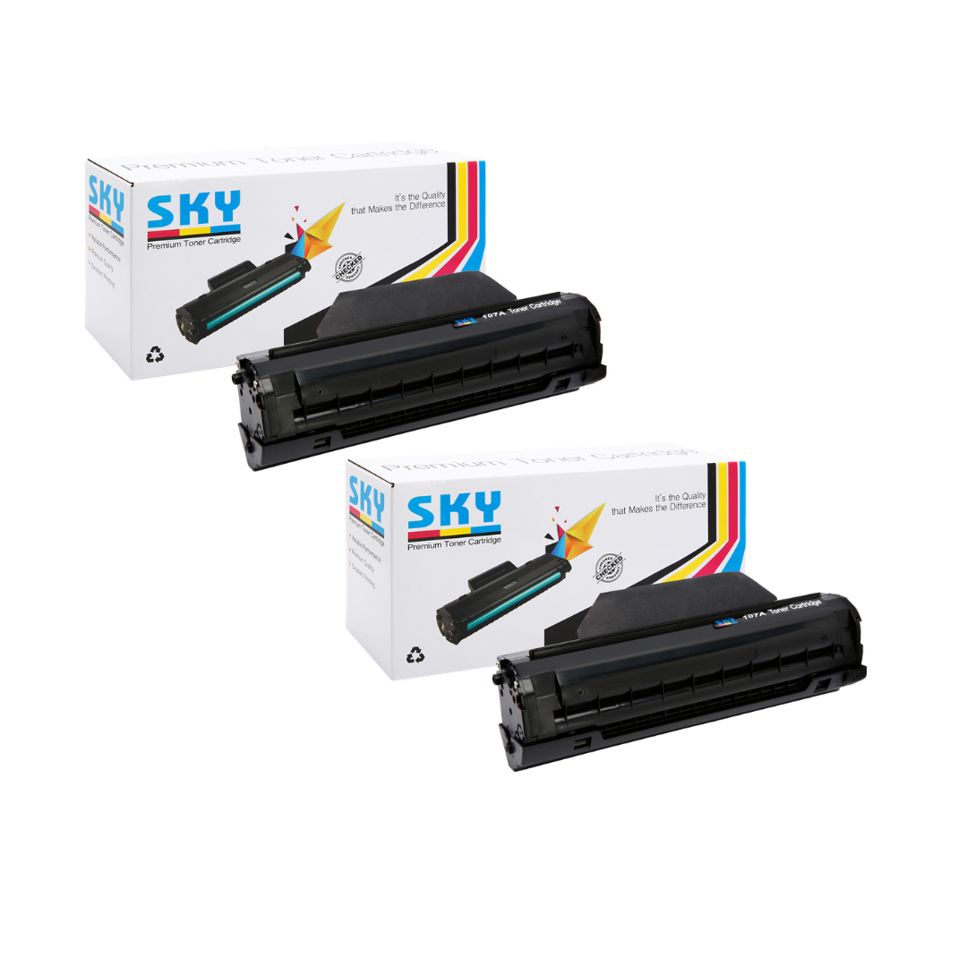 SKY 2PCS 107A High yield Toner Cartridge W1107A  -  1000 pages per cartridge
