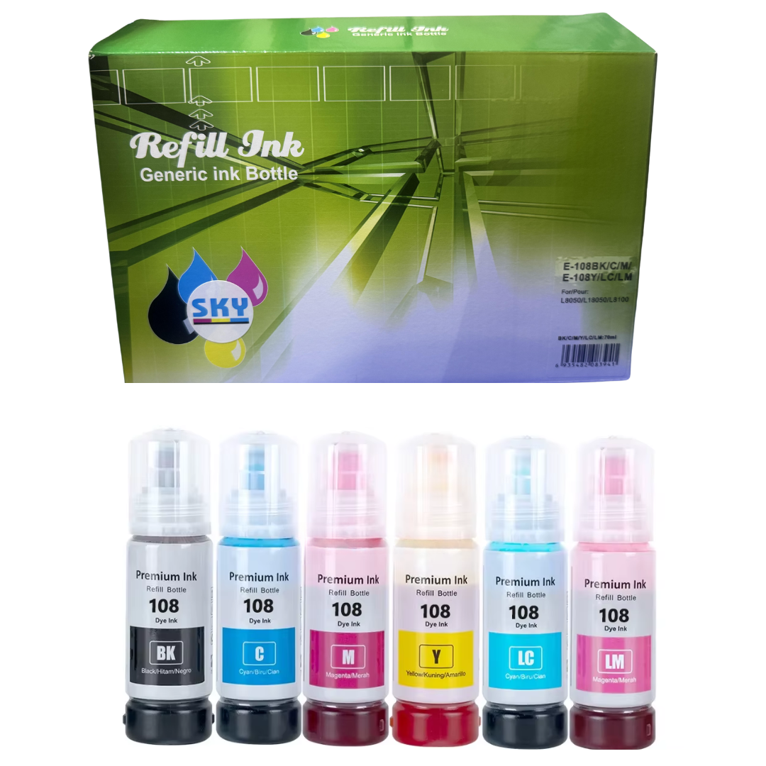 6 Color Ink Picture SKY 108 compatible 6-Color ink set for Epson L18050 L8050 Printers ...