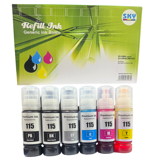 SKY 115 ink set for Epson L8160, L8180 printers